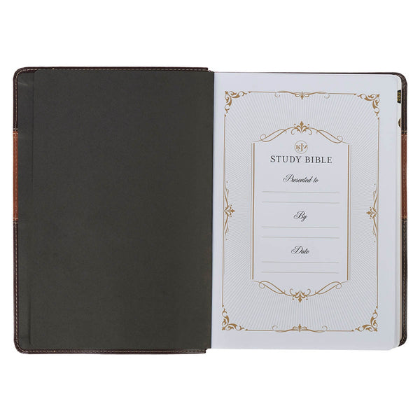 Burgundy and Toffee Faux Leather King James Study Bible with Thumb Index