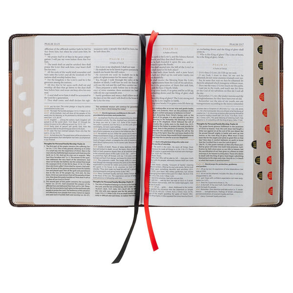 Burgundy and Toffee Faux Leather King James Study Bible with Thumb Index