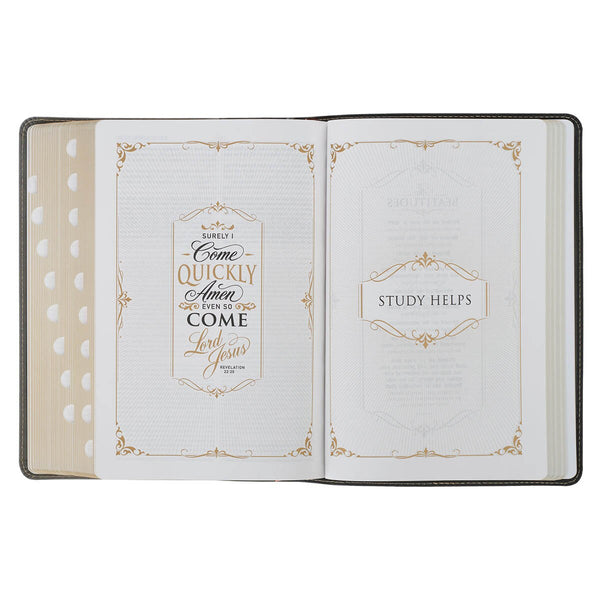 Black and Gray Faux Leather King James Study Bible with Thumb Index