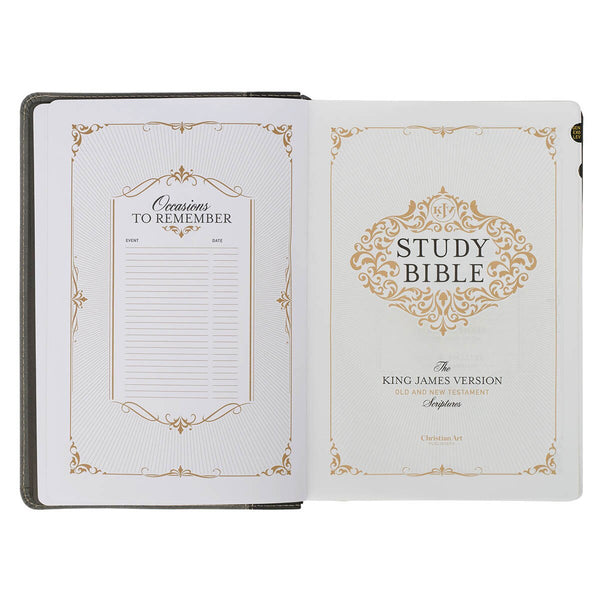 Black and Gray Faux Leather King James Study Bible with Thumb Index