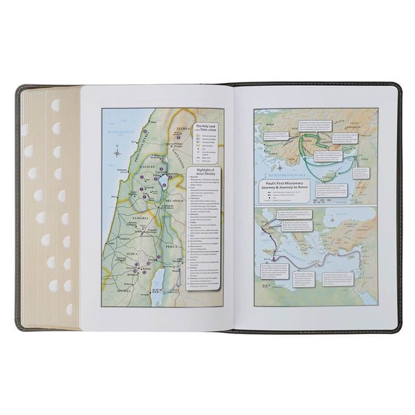 Black and Gray Faux Leather King James Study Bible with Thumb Index