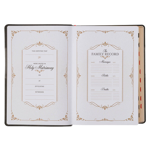 Black and Graphite Faux Leather Large Print King James Version Study Bible with Thumb Index
