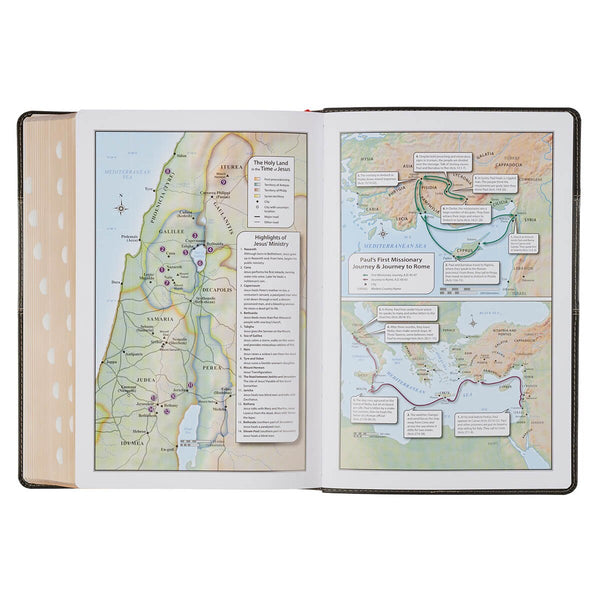 Black and Graphite Faux Leather Large Print King James Version Study Bible with Thumb Index