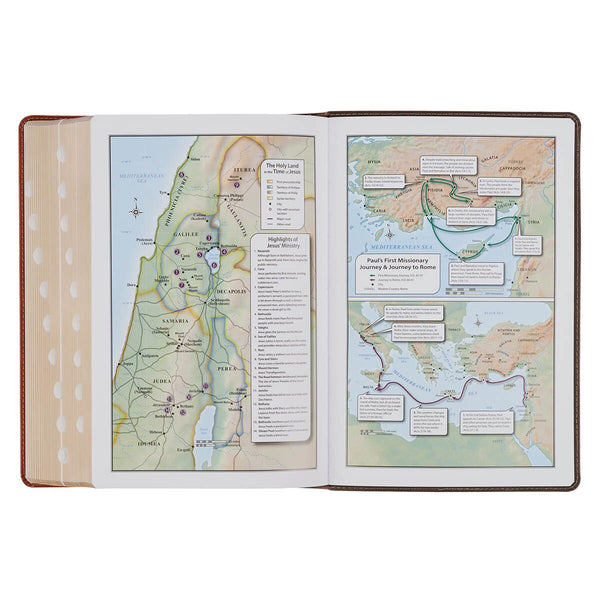 Dark Brown and Honey Brown Faux Leather Large Print King James Version Study Bible with Thumb Index