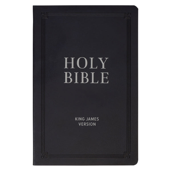Black Faux Leather King James Version Gift Bible - KI Gifts Christian Supplies