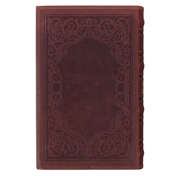 Chestnut Brown Full-grain Leather Giant Print Standard-size King James Version Bible with Thumb Index