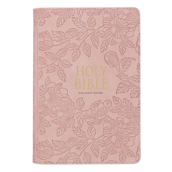 Blush Pink Faux Leather Personal-Size Giant Print Compact King James Version Bible