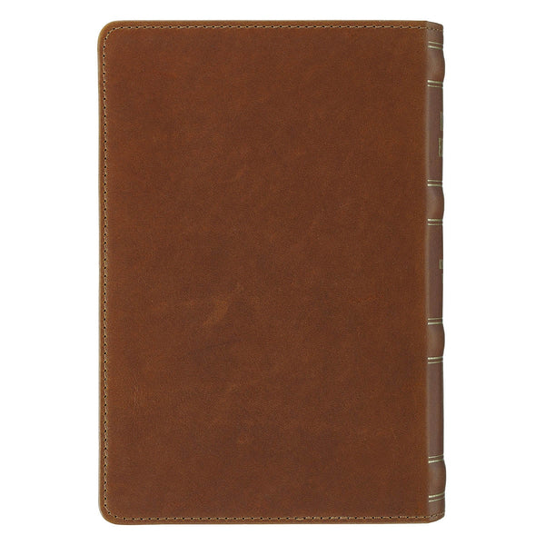 Camel Tan Genuine Leather Personal-Size Giant Print Compact King James Version Bible