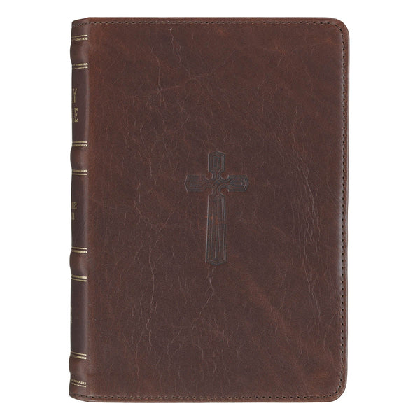 Mahogany Brown Genuine Leather Large Print Compact Bible