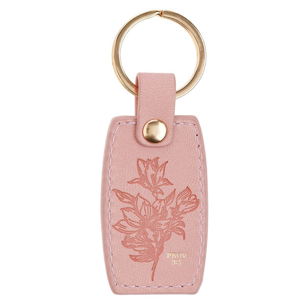 Trust in the Lord Pink Faux Leather Keychain - Proverbs 3:5