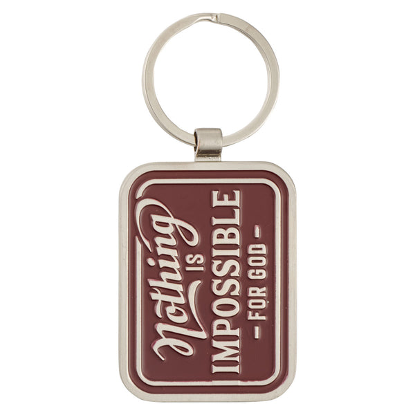 Nothing is Impossible Vintage Red Metal Keychain - Luke 1:37