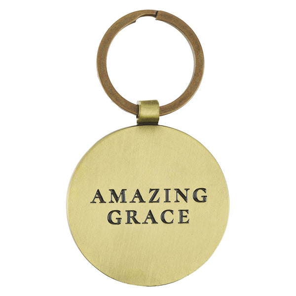 Amazing Grace Antique Gold Metal Keychain