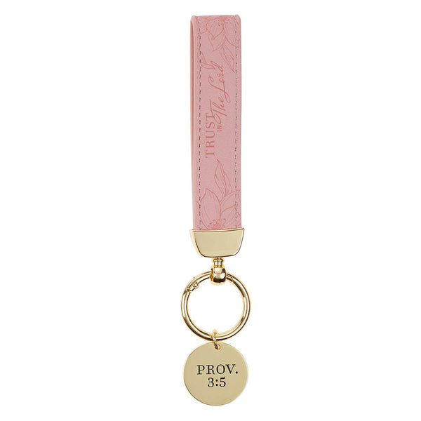 Trust in the Lord Pink Faux Leather Wristlet Keychain - Proverbs 3:5