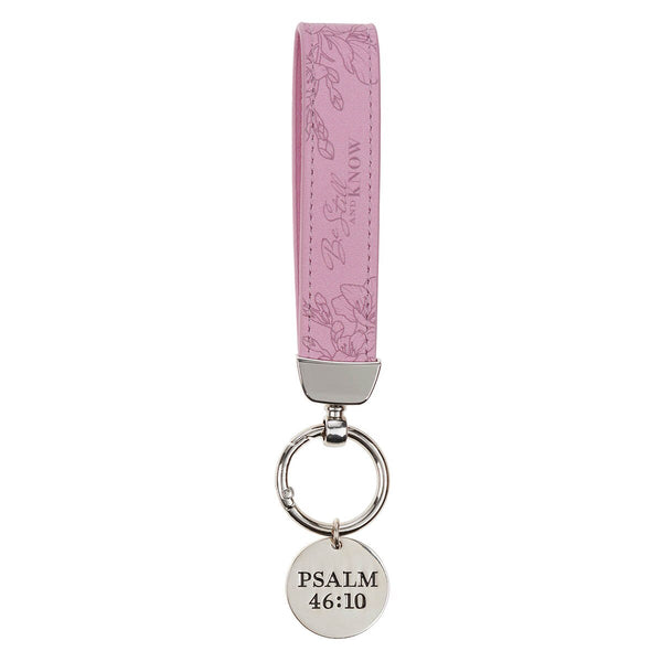 Be Still and Know Lavender Faux Leather Wristlet Keychain - Psalm 46:10