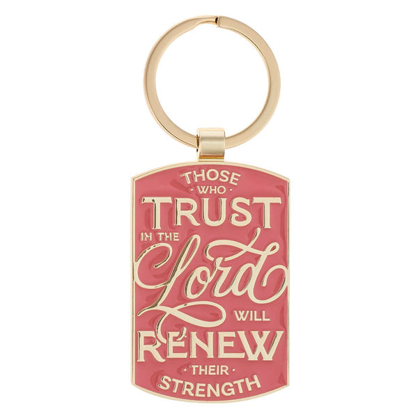 Trust Coral Epoxy-filled Metal Keychain - Isaiah 40:31