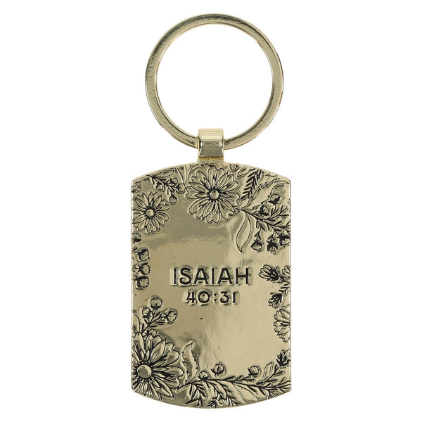 Trust Coral Epoxy-filled Metal Keychain - Isaiah 40:31