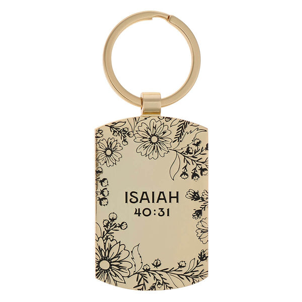 Trust Coral Epoxy-filled Metal Keychain - Isaiah 40:31