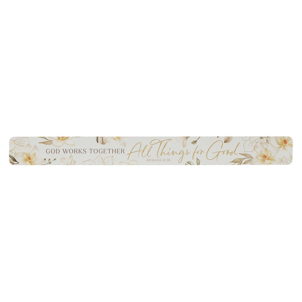 All Things for Good White Magnolia Large Magnetic Strip - Romans 8:28 - KI Gifts Christian Supplies