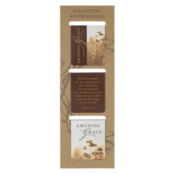 Amazing Grace Wildflower Die-cut Magnetic Bookmark Set - Isaiah 53:5 - KI Gifts Christian Supplies