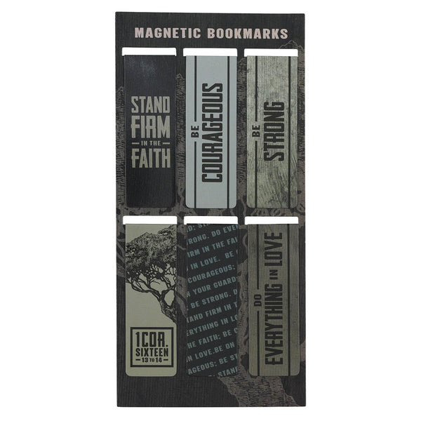 Stand Firm Neutral-tone Magnetic Bookmark Set - 1 Corinthians 16:13-14