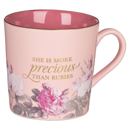 Petal Pink I Love You Mom Ceramic Mug - Proverbs 3:15