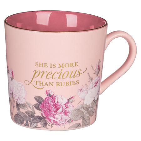 She Speaks with Wisdom Blue Floral Ceramic Coffee Mug - Proverbs 31:26