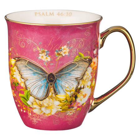 She Speaks with Wisdom Blue Floral Ceramic Coffee Mug - Proverbs 31:26