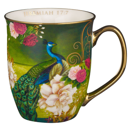 She Speaks with Wisdom Blue Floral Ceramic Coffee Mug - Proverbs 31:26