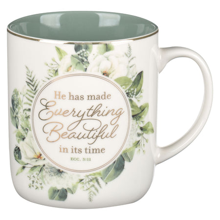 Strength and Dignity Plum Bloom Ceramic Coffee Mug - Proverbs 31:25