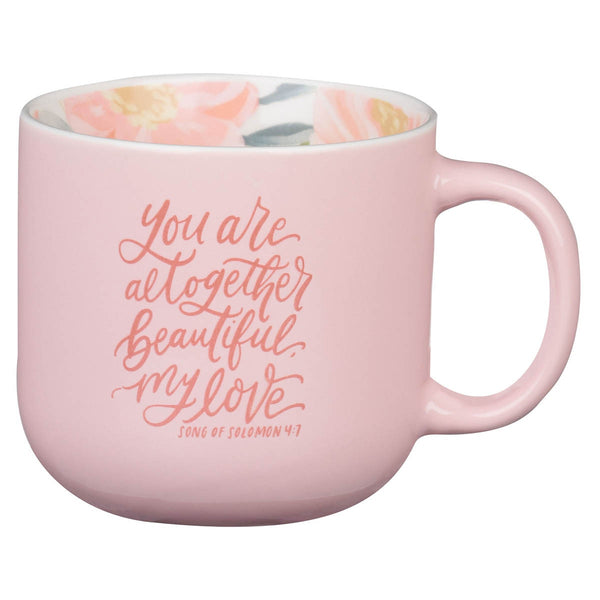 Altogether Beautiful Pink Floral Ceramic Coffee Mug – Song of Solomon 4:7