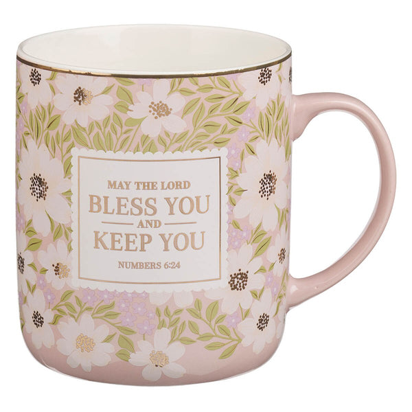 Bless and Keep You Blush Bloom Ceramic Coffee Mug - Numbers 6:24
