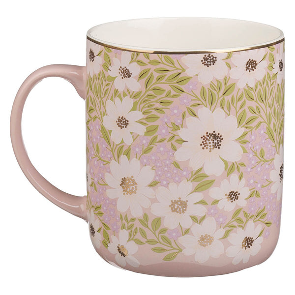 Bless and Keep You Blush Bloom Ceramic Coffee Mug - Numbers 6:24