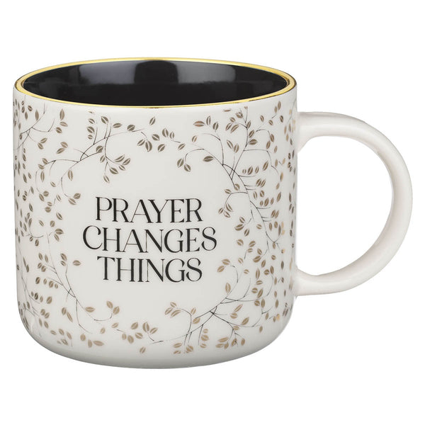 Prayer Changes Things Gold Leaf Ceramic Coffee Mug - KI Gifts Christian Supplies