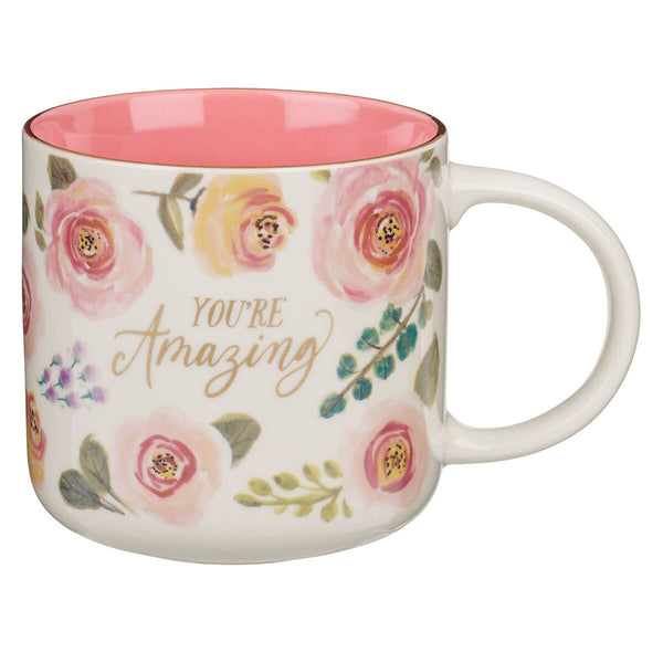 You’re Amazing Pink Floral Ceramic Coffee Mug
