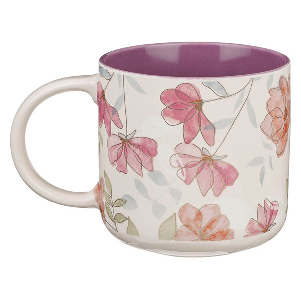 Walk by Faith Pink Cosmos Ceramic Mug - 2 Corinthians 5:7