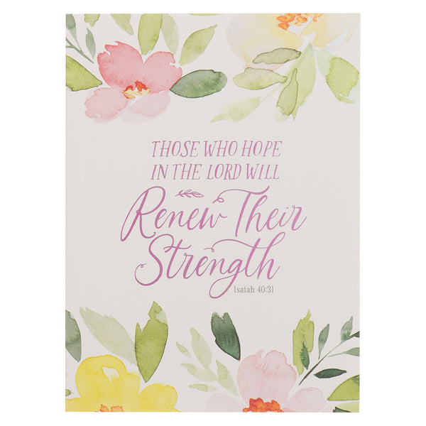 Renew Their Strength Yellow Floral Medium Notebook - Isaiah 40:31 - KI Gifts Christian Supplies