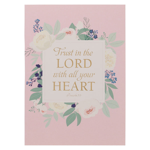 Trust in the Lord Pink Floral Medium Notebook - Proverbs 3:5 - KI Gifts Christian Supplies
