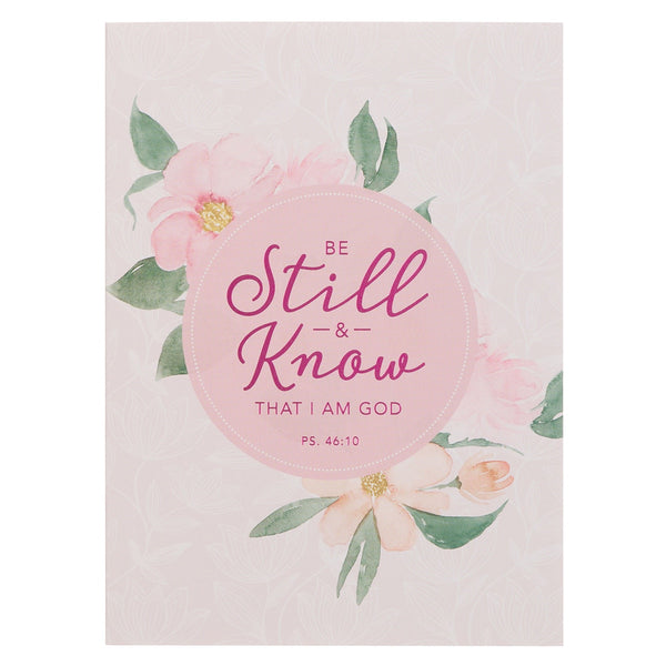 Be Still and Know Pink Floral Medium Notebook - Psalm 46:10 - KI Gifts Christian Supplies