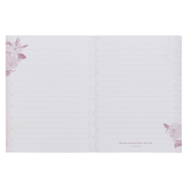 Be Still and Know Pink Floral Medium Notebook - Psalm 46:10