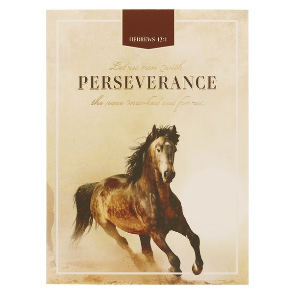 Perseverance Brown Stallion Medium Notebook - Hebrews 12:1 - KI Gifts Christian Supplies