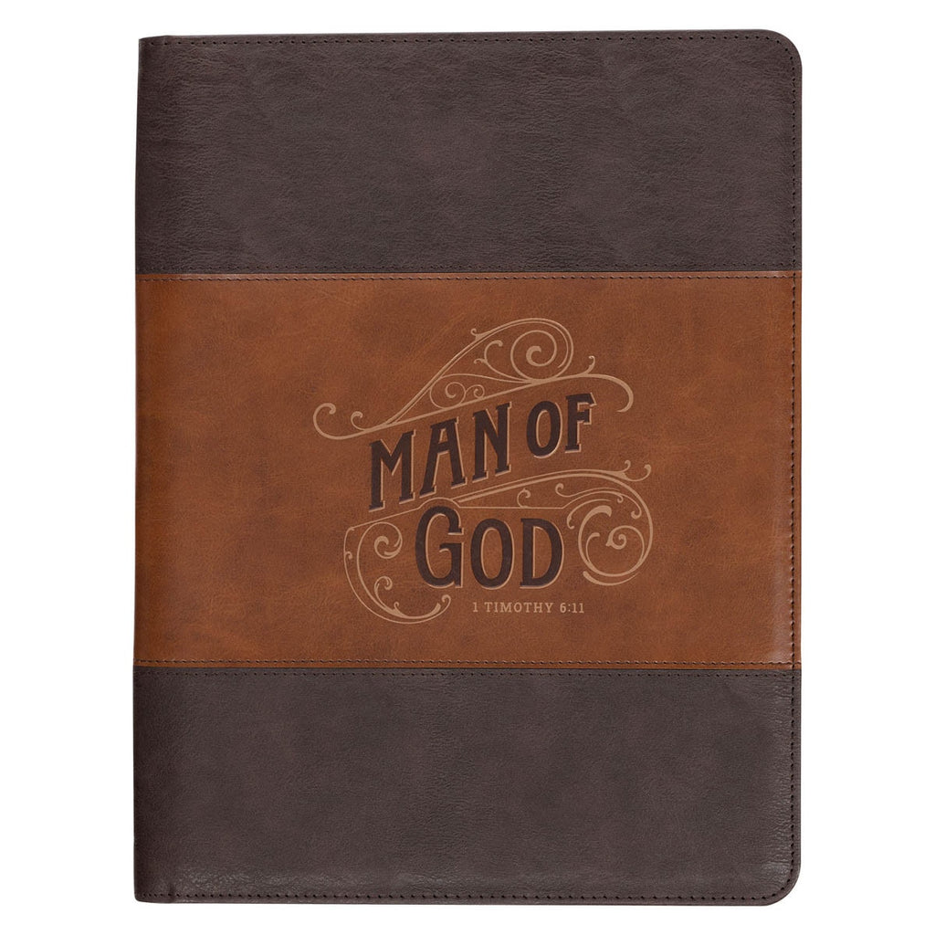Man of God Honey-brown and Espresso Executive Padfolio - 1 Timothy 6:11