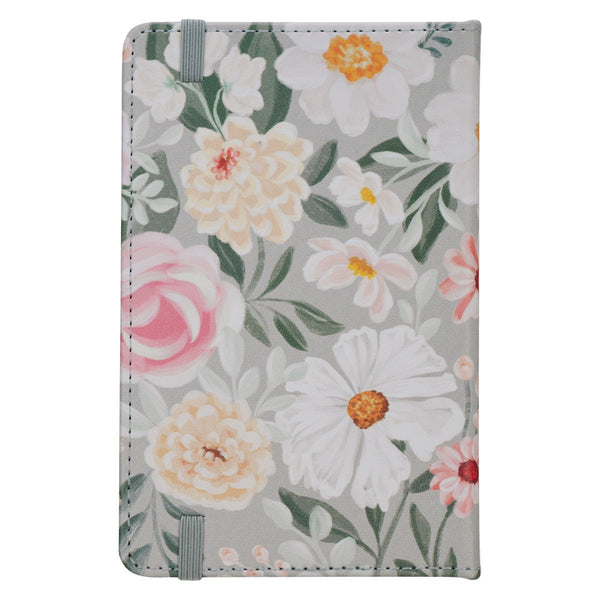 He Restores My Soul Green Floral Faux Leather Hardcover Notebook with Elastic Closure - Psalm 23:3