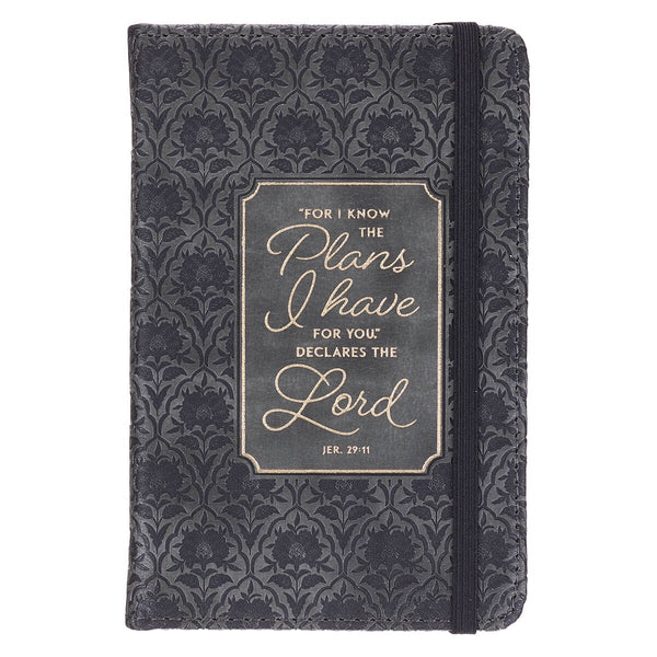 I Know the Plans Graphite Gray Faux Leather Hardcover Notebook with Elastic Closure - Jeremiah 29:11