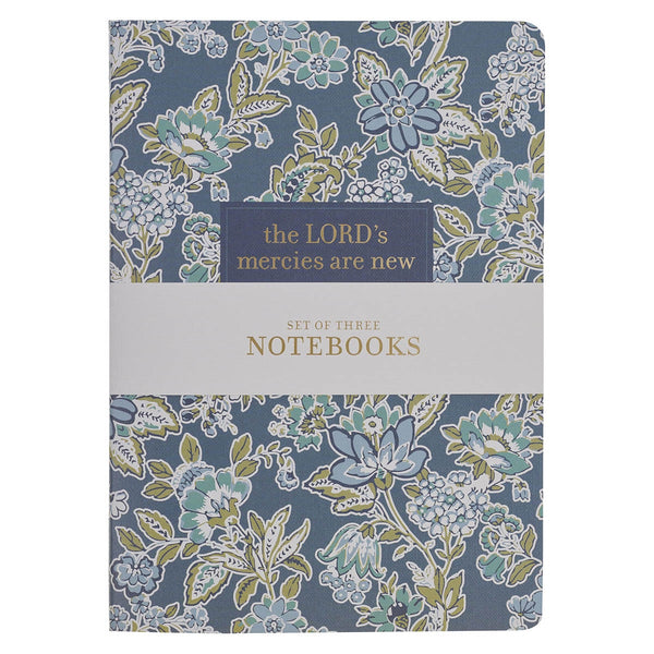 Morning Mercies Blue and Green Floral Notebook Set - Lamentations 3:22-23