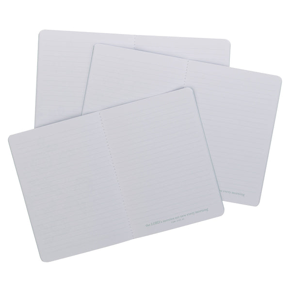 Morning Mercies Blue and Green Floral Notebook Set - Lamentations 3:22-23