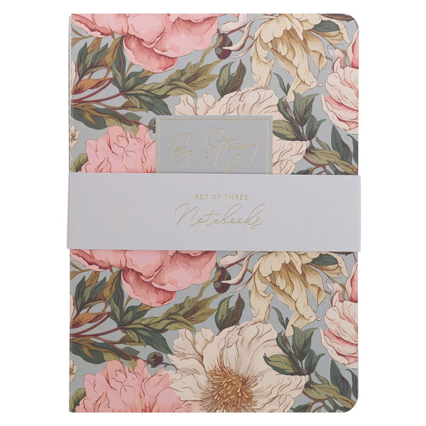 Strong and Courageous Delicate Pink Dahlia Notebook Set - Joshua 1:9 - KI Gifts Christian Supplies