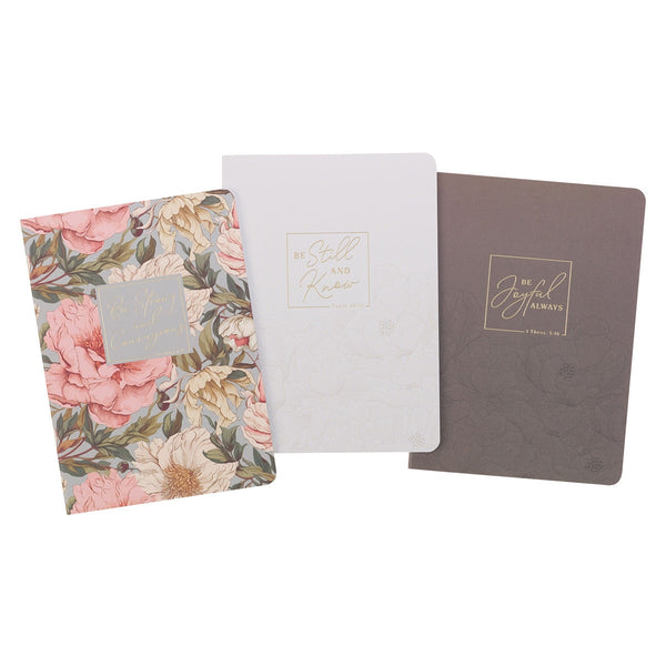 Strong and Courageous Delicate Pink Dahlia Notebook Set - Joshua 1:9