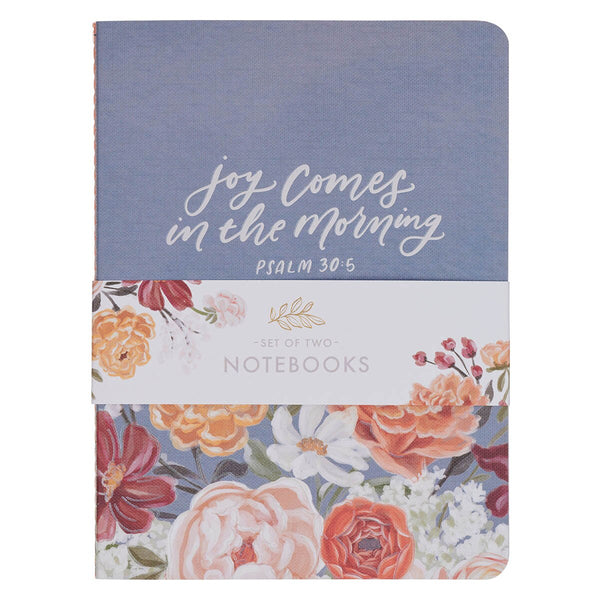 Joy and Grace Peach and Blue Floral Medium Notebook Set