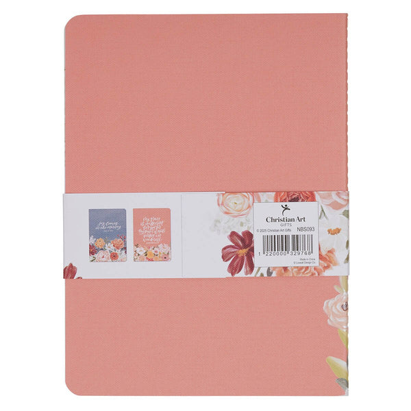 Joy and Grace Peach and Blue Floral Medium Notebook Set