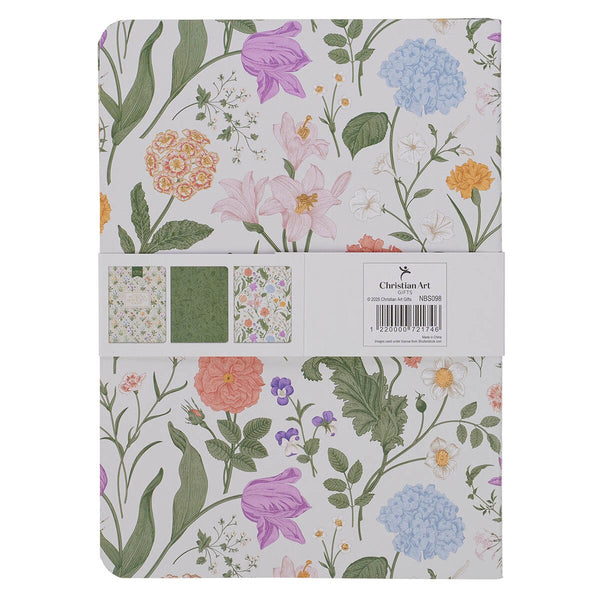 Sufficient Grace Floral Lattice Notebook Set - 2 Corinthians 12:9